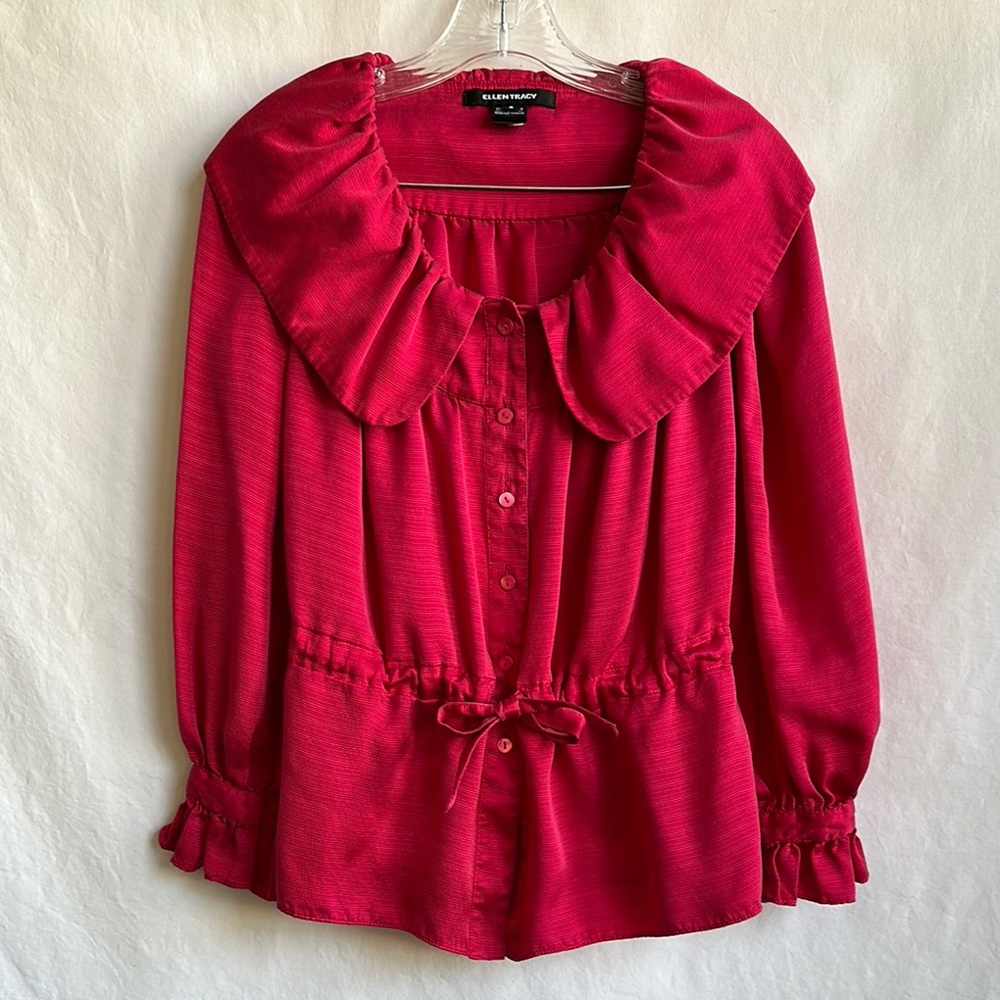 Ellen Tracy gorgeous red silk blouse, size 6
